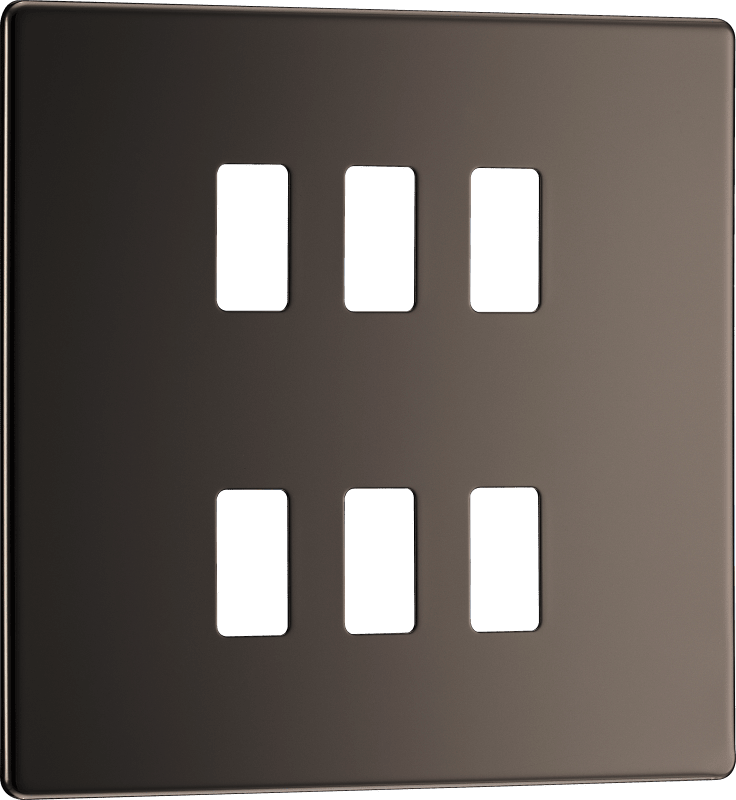 BG Nexus Screwless Flatplate Black Nickel 6 module, square - RFBN6-01
