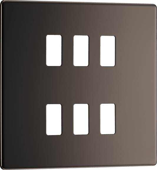 BG Nexus Screwless Flatplate Black Nickel 6 module, square - RFBN6-01