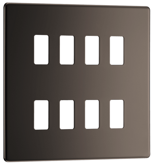 BG Nexus Screwless Flatplate Black Nickel 8 module, square - RFBN8-01