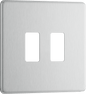 BG Nexus Screwless Flatplate Brushed Steel 2 module, square - RFBS2-01