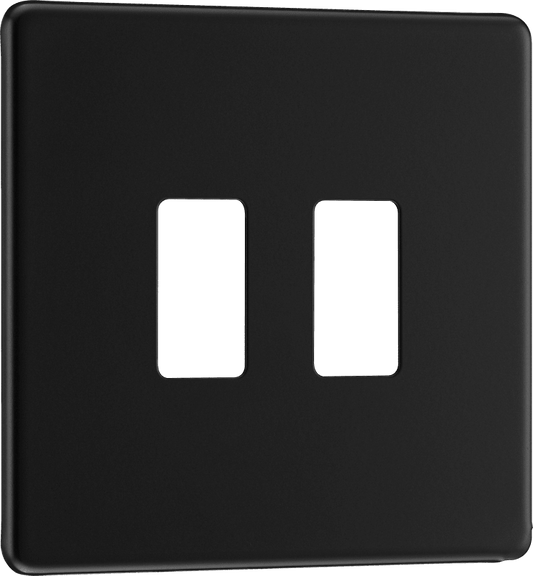 BG Nexus Screwless Flatplate Matt Black 2 module - square - RFFB2-01