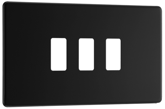 BG Nexus Screwless Flatplate Matt Black 3 module - rectangular - RFFB3-01