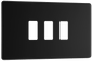 BG Nexus Screwless Flatplate Matt Black 3 module - rectangular - RFFB3-01