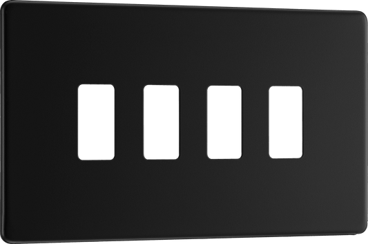 BG Nexus Screwless Flatplate Matt Black 4 module - rectangular - RFFB4-01