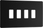 BG Nexus Screwless Flatplate Matt Black 4 module - rectangular - RFFB4-01