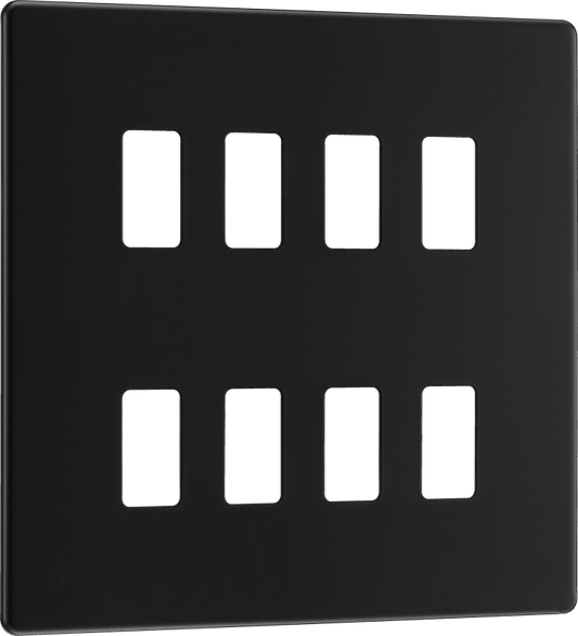 BG Nexus Screwless Flatplate Matt Black 8 module - square - RFFB8-01