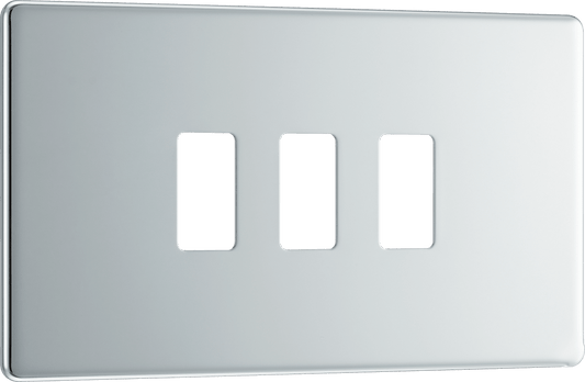 BG Nexus Screwless Flatplate Polished Chrome 3 module, rectangular - RFPC3-01