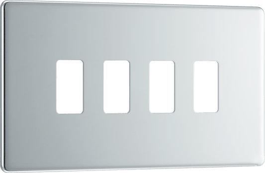 BG Nexus Screwless Flatplate Polished Chrome 4 module, rectangular - RFPC4-01