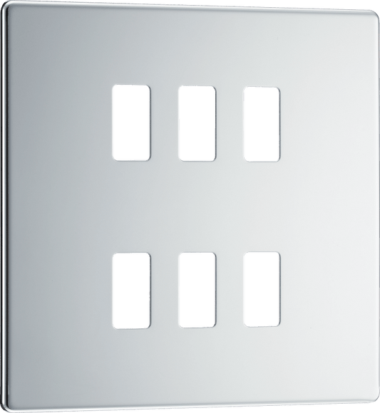 BG Nexus Screwless Flatplate Polished Chrome 6 module, square - RFPC6-01