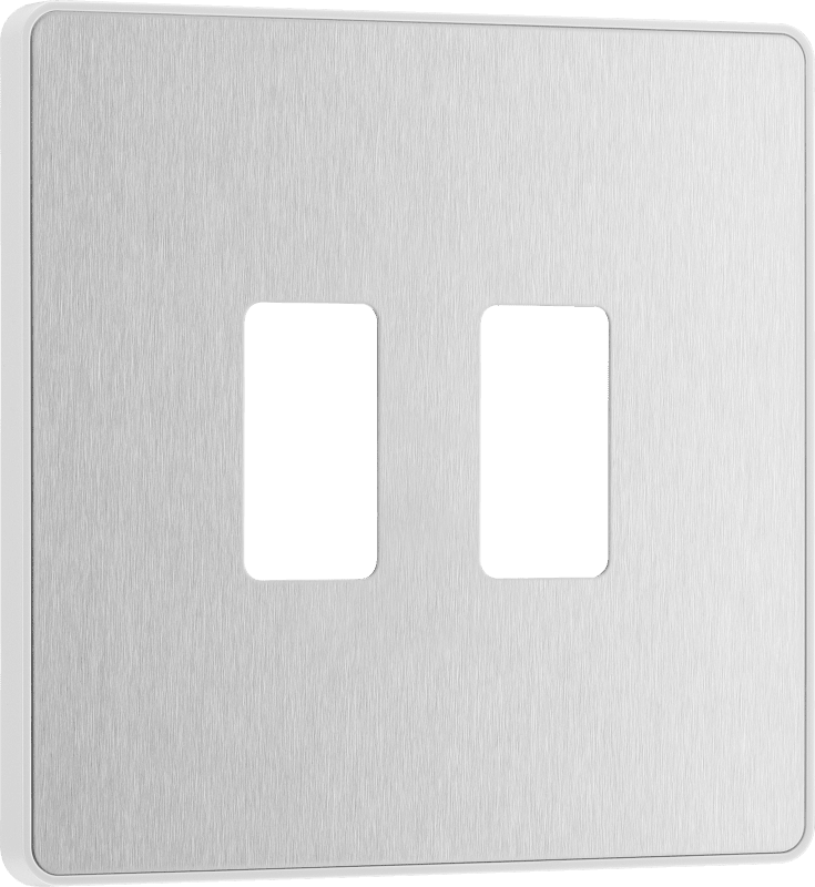 BG Evolve Brushed Steel 2 module, square - RPCDBS2W-01