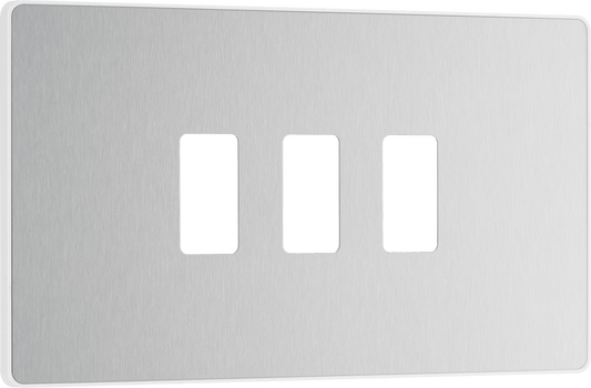 BG Evolve Brushed Steel 3 module, rectangular - RPCDBS3W-01