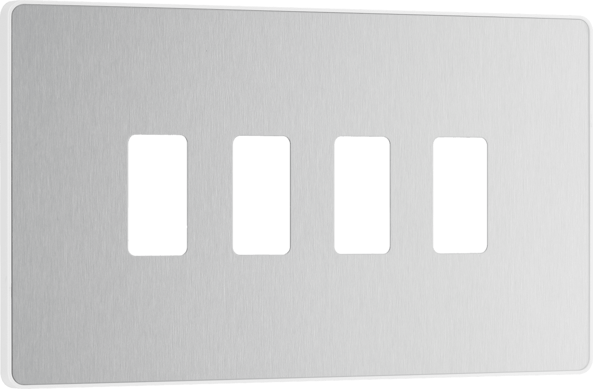 BG Evolve Brushed Steel 4 module, rectangular - RPCDBS4W-01