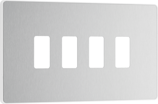 BG Evolve Brushed Steel 4 module, rectangular - RPCDBS4W-01