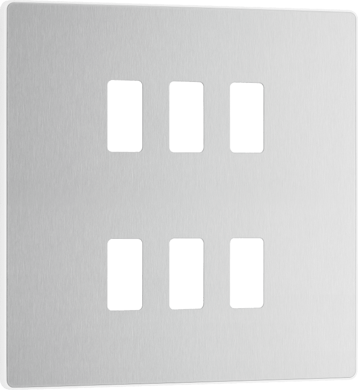 BG Evolve Brushed Steel 6 module, square - RPCDBS6W-01