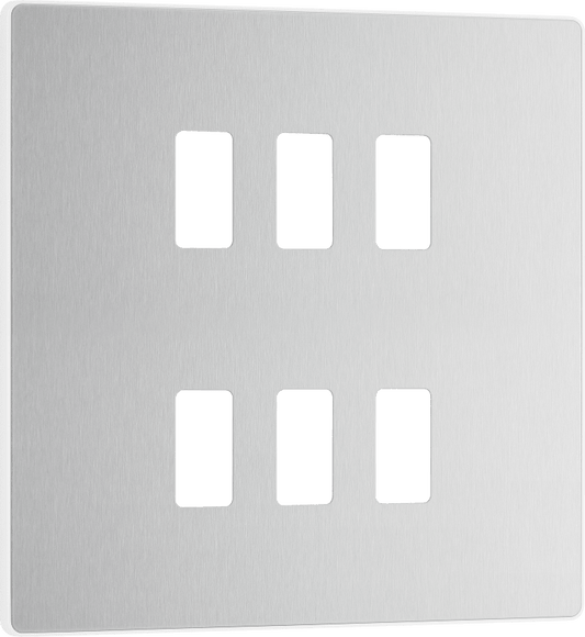 BG Evolve Brushed Steel 6 module, square - RPCDBS6W-01