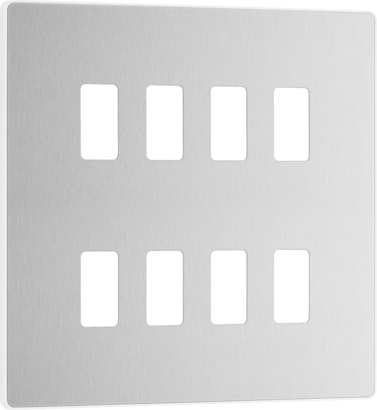 BG Evolve Brushed Steel 8 module, square - RPCDBS8W-01