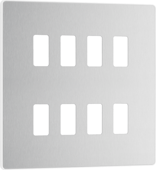 BG Evolve Brushed Steel 8 module, square - RPCDBS8W-01