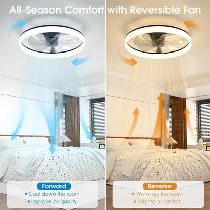 60cm Ceiling Fan with LED Light - Black