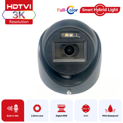 Smart Hybrid Light Full Colour Audio Fixed Turret Camera | T159B-HS | 3K, 2960 × 1665 @ 20 fps (Black)