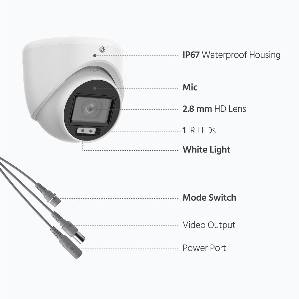 Smart Hybrid Light Full Colour Audio Fixed Turret Camera | T159B-HS | 3K, 2960 × 1665 @ 20 fps (Black)