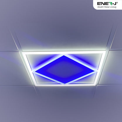 Ener-J Double Square Borderline LED Ceiling Panel 595x595mm 40W 6000K Daylight and Blue