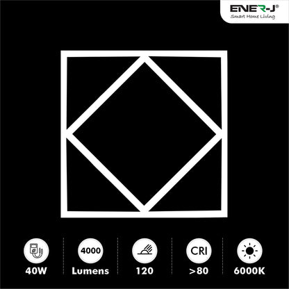 Ener-J Double Square Borderline LED Ceiling Panel 595x595mm 40W 6000K Daylight and Blue