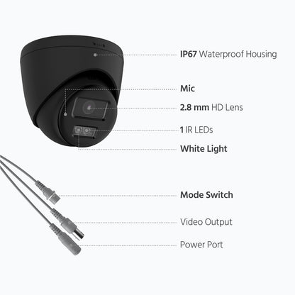 Smart Hybrid Light Full Colour Two-Way Audio Fixed Turret Camera | T259B-HT | 3K 5MP, 2960×1665 @ 20 fps (Black)