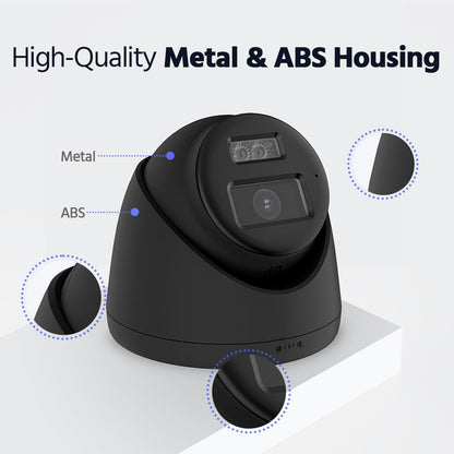 Smart Hybrid Light Full Colour Two-Way Audio Fixed Turret Camera | T289B-HT | 4K 8MP, 3840×2160 @ 15 fps (Black)