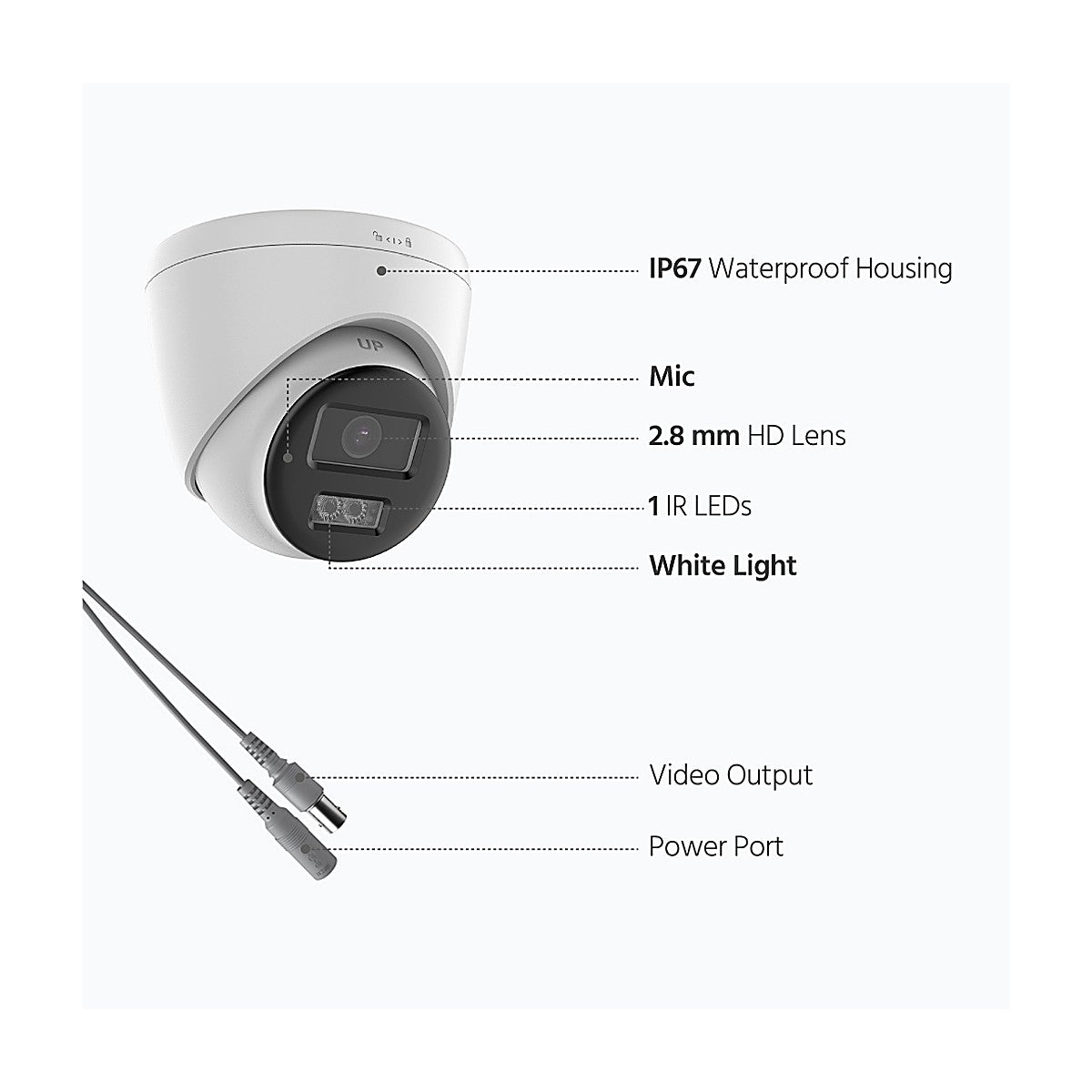 Smart Hybrid Light ColorVu Two-Way Audio Fixed Turret Camera T289W-HT 4K 8MP White