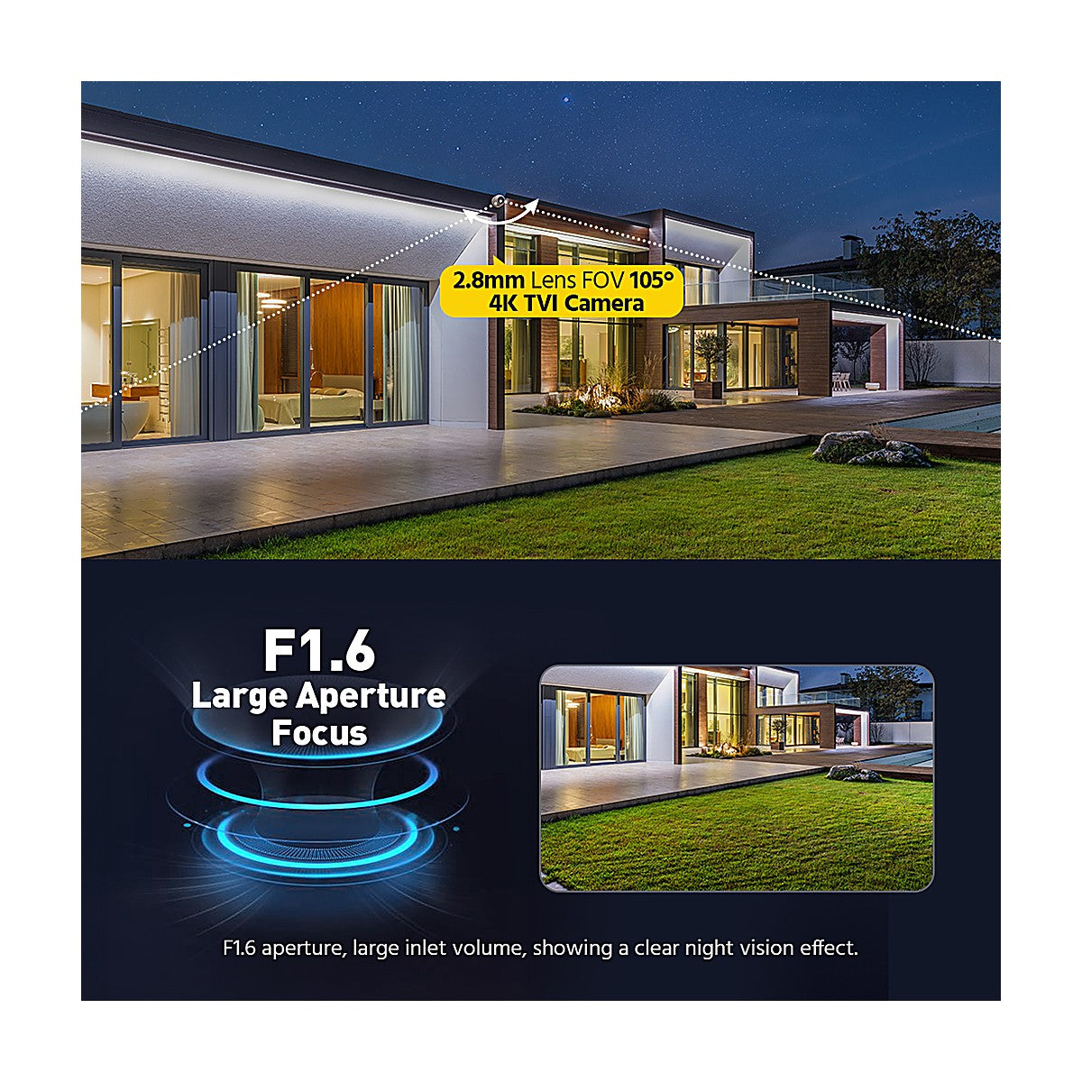Smart Hybrid Light ColorVu Two-Way Audio Fixed Turret Camera T289W-HT 4K 8MP White