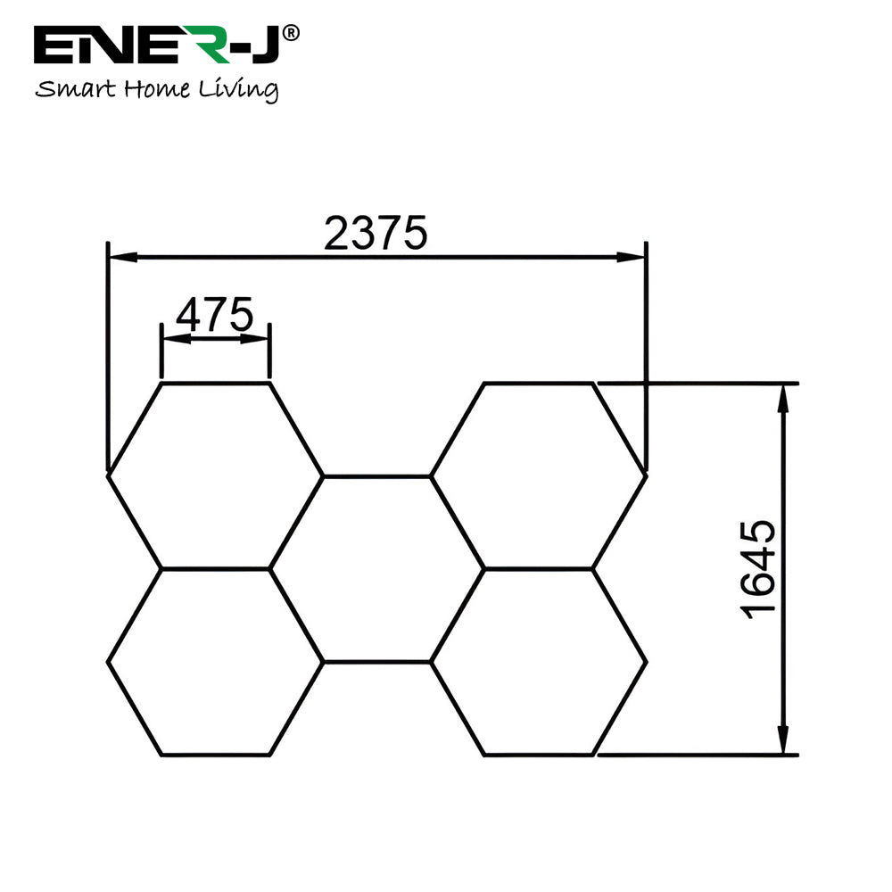 ENERJ 160W Hexagon Designer LED Light Switchable CCT High CRI 5 Panel Hex Lighting for Garage and Showrooms