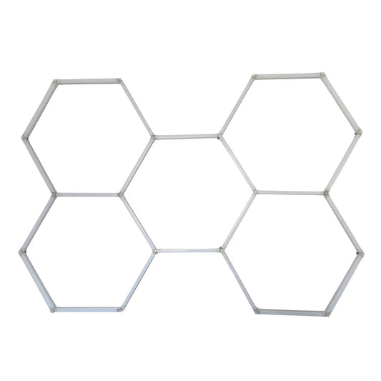 150W Hexagon Shape Showroom LED Lights with 5 Hexagons RGB Colour Remote Control Pack of 24 Tubes