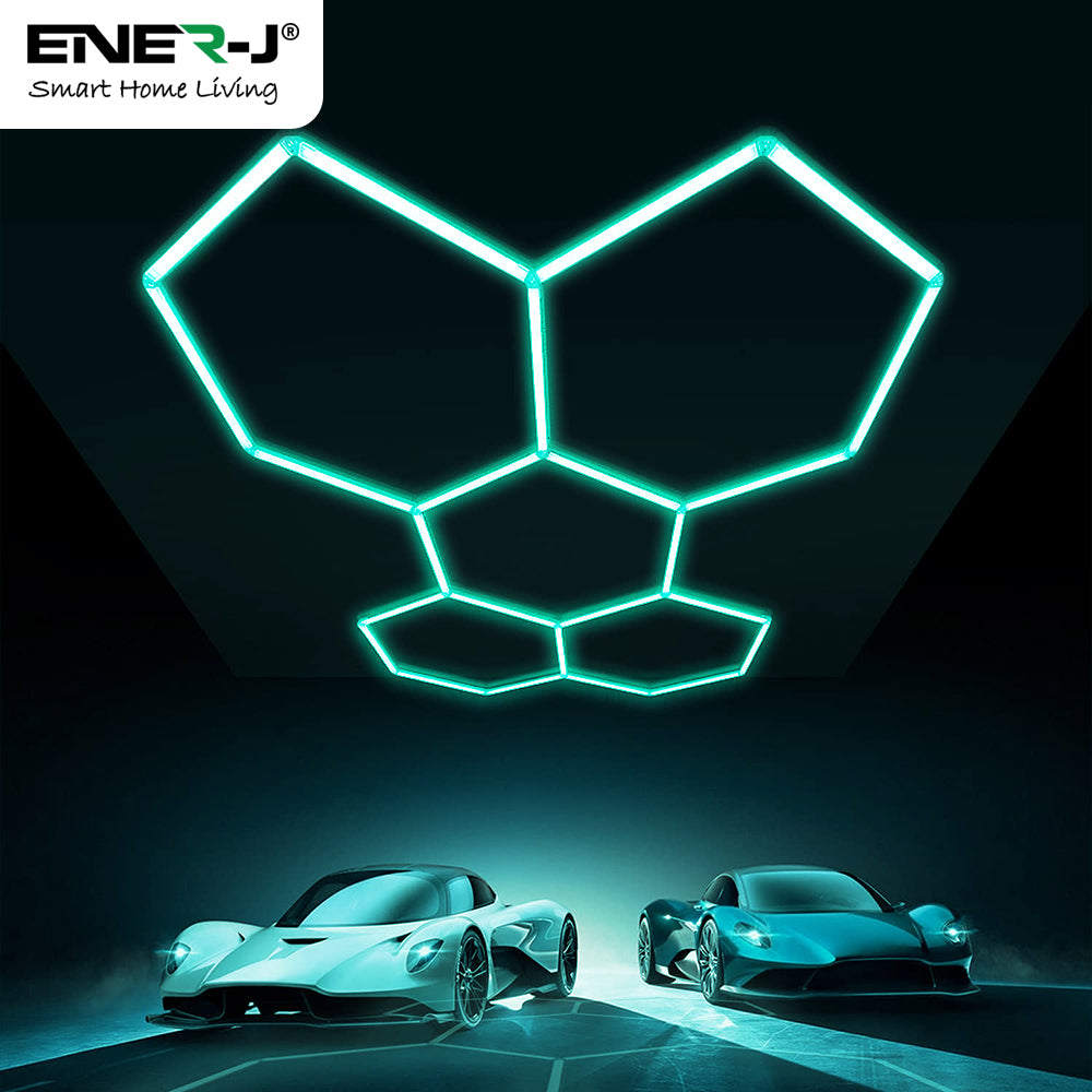 150W Hexagon Shape Showroom LED Lights with 5 Hexagons RGB Colour Remote Control Pack of 24 Tubes