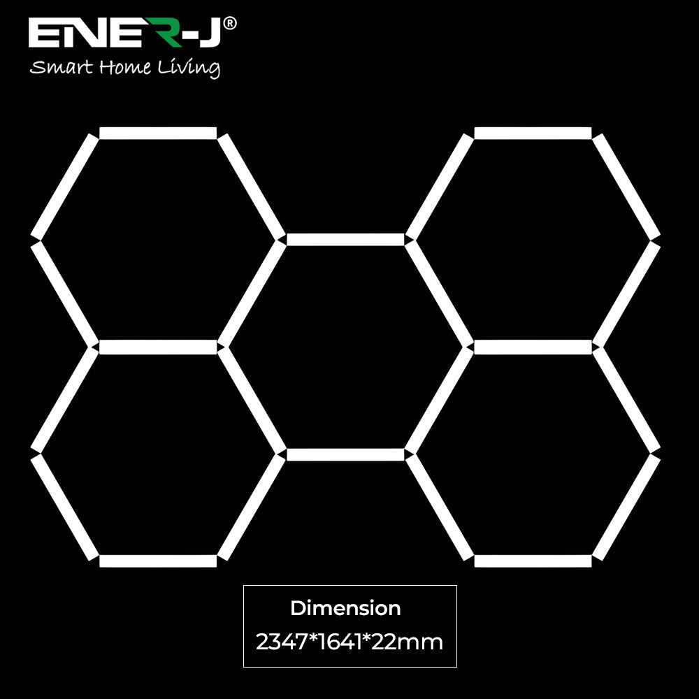 150W Hexagon Shape Showroom LED Lights with 5 Hexagons RGB Colour Remote Control Pack of 24 Tubes