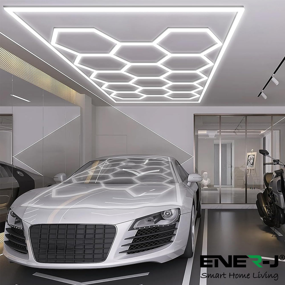 ENERJ 600W 14 Hexagon T5 Showroom Lighting Kit Ultra Bright 78000 lm CCT Switchable Commercial Grade LED