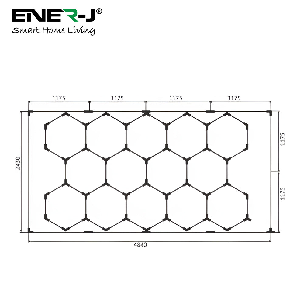 ENERJ 600W 14 Hexagon T5 Showroom Lighting Kit Ultra Bright 78000 lm CCT Switchable Commercial Grade LED