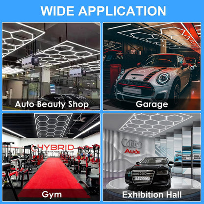 255W Car Showroom Lights with 14 Hexagon design with frame RGBIC with Remote