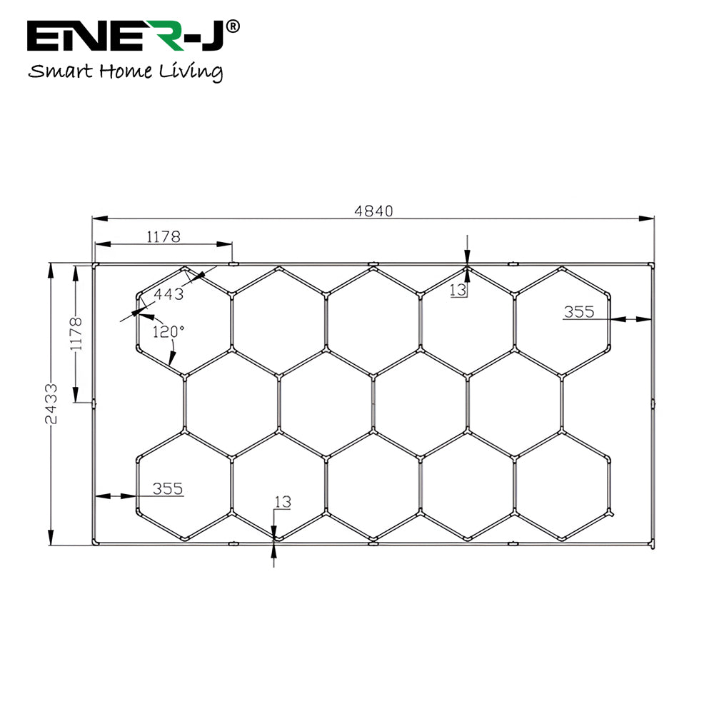 600W LED Hexagon Showroom Light LED Panel Lighting Kit 69 Tubes 6500K