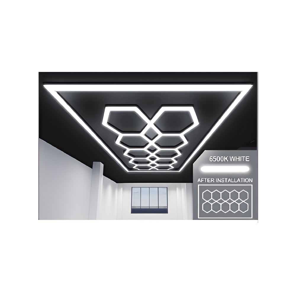 632W Designer Ceiling Lights with Frame 10 Hexagons and border