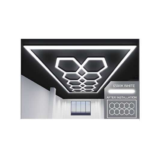 632W Designer Ceiling Lights with Frame 10 Hexagons and border