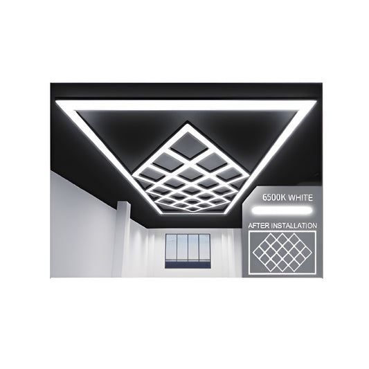 576W Designer Ceiling Light with Frame, 19 Diamonds & Border – Ener-J