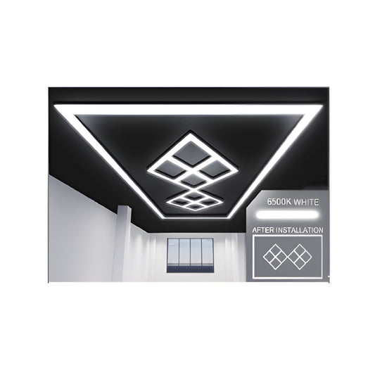 432W Designer Ceiling Lights with Frame 8 Diamonds and border