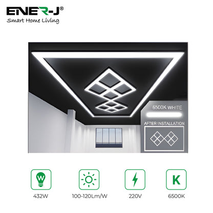 432W Designer Ceiling Lights with Frame 8 Diamonds and border