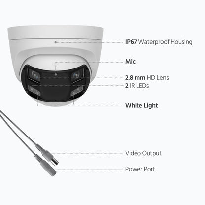 Smart Hybrid Light Full Colour Dual-Lens Fixed Turret Camera | T559W-HDS | 3K, 2960×1665 @ 20 fps (White)