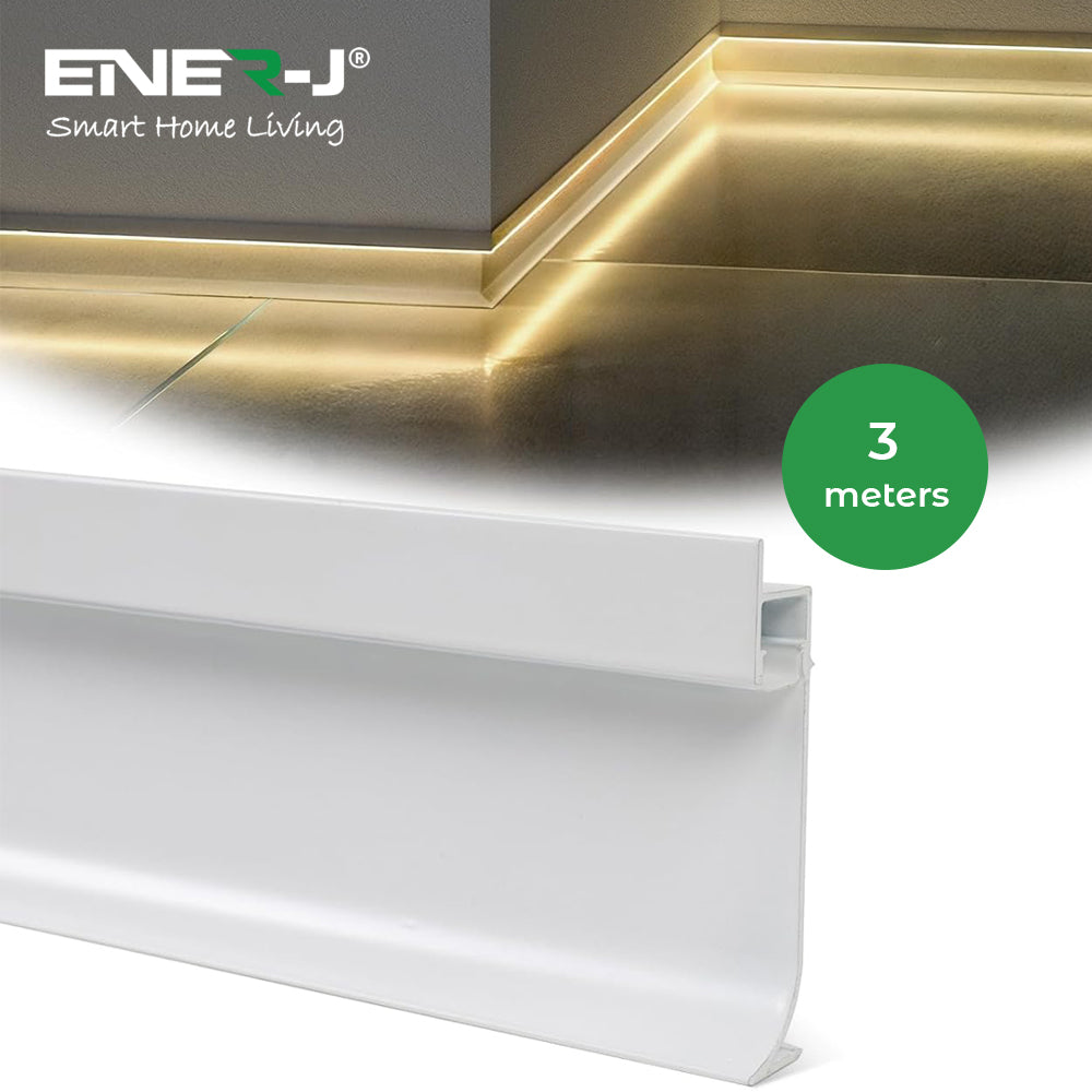 Aluminium skirting profile, flat stepped design with an 80 mm height, Thickness 1.1mm, Length 3 Meters