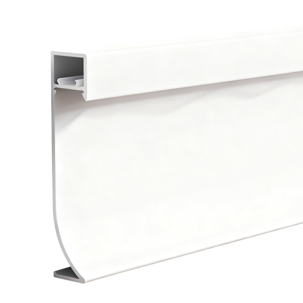 Aluminium skirting profile, flat stepped design with an 80 mm height, Thickness 1.1mm, Length 2 Meters