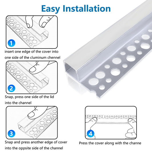 Single Wing Recessed Frosted Diffuser Profile Aluminium Rail, 2 meters – Ener-J