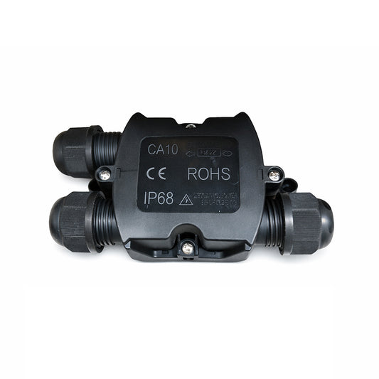 Waterproof Inline IP68 Cable Splitter Junction Box Cable Connector - 3 Way Black (2 pcs pack)