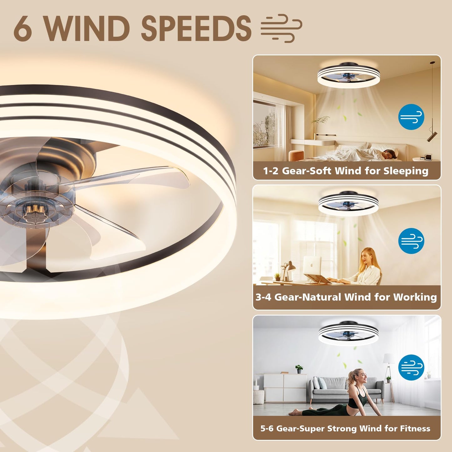 50cm Ceiling Fan with LED Light (App) - White