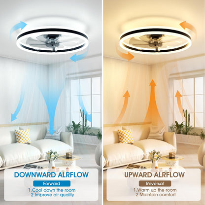 60cm Ceiling Fan with LED Light - Black